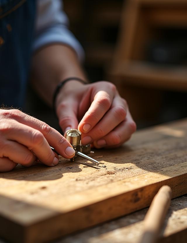 Artisan travaillant avec précision dans un atelier moderne
